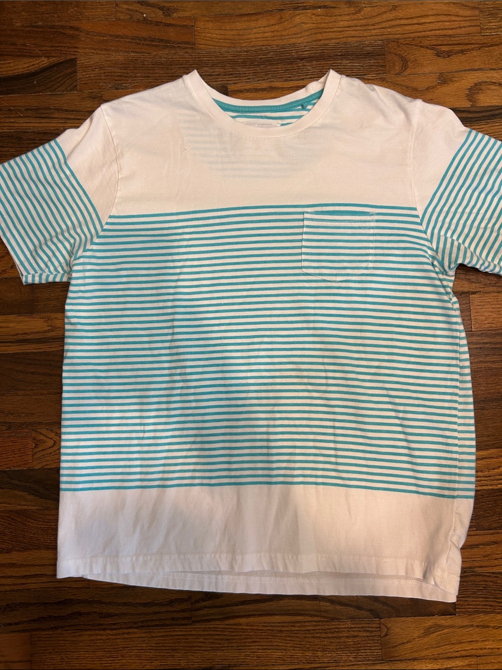 Denim & Flower White and Aqua Striped Short Sleeve Tee